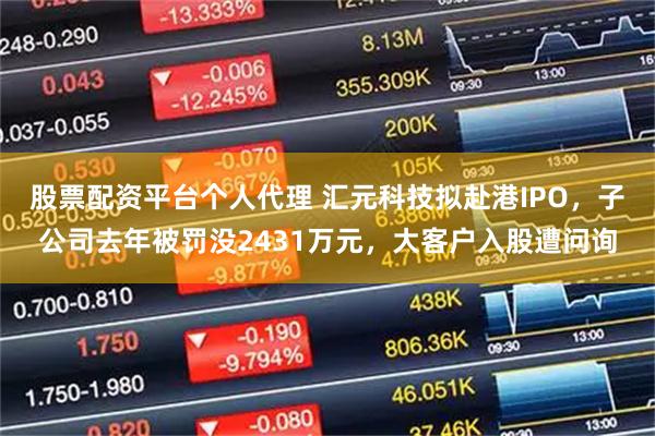 股票配资平台个人代理 汇元科技拟赴港IPO，子公司去年被罚没2431万元，大客户入股遭问询